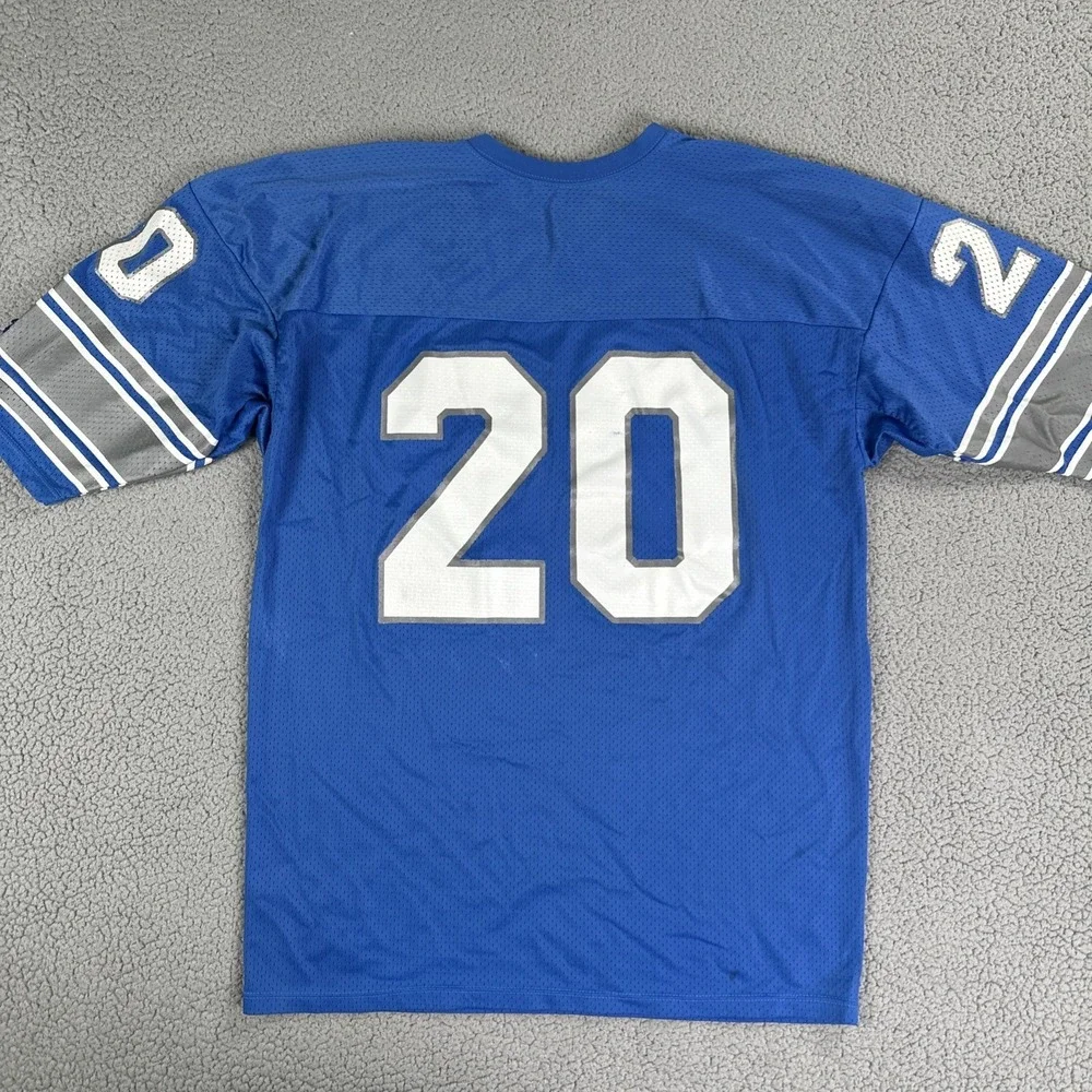 VTG Champion Detroit Lions Barry Sanders Football Jersey Men 52 Blue Made in USA - Picture 12 of 16